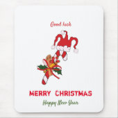 かわいいミニマルなクリスマスと新年ハッピーモー マウスパッド (正面)