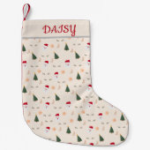 かわいいミニマルなクリスマスパターン小さなクリスマス スモールクリスマスストッキング (正面)