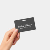 かわいいミニマルなスクリプトタイポグラフィ名白黒 バッジ (手持ち)