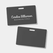 かわいいミニマルなスクリプトタイポグラフィ名白黒 バッジ (表裏)