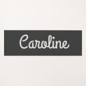 かわいいミニマルなスクリプトタイポグラフィ名白黒 ヨガマット (正面(横))