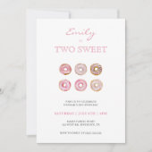 かわいいミニマルなピンクのドーナツ2nd誕生日 招待状 (正面)