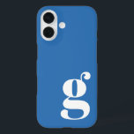 かわいいミニマルなモノグラムの文字(青フランスの) iPhone 16ケース<br><div class="desc">可愛いミニマルなモノグラムフランスのの手紙Blue iPhoneケース</div>