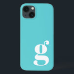 かわいいミニマルなモノグラムレターターコイズブルー iPhone 13ケース<br><div class="desc">かわいいミニマルなモノグラム文字ターコイズブルーiPhone 13ケース</div>