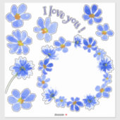 かわいいミニマルな水彩花の漫画 シール (シート)