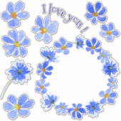 かわいいミニマルな水彩花の漫画 シール (正面)