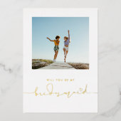 かわいいミニマルの私の花嫁の写真 箔招待状 (正面)