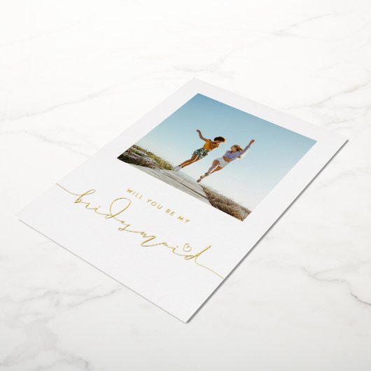 かわいいミニマルの私の花嫁の写真 箔招待状 (回転した状態)