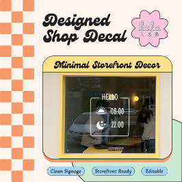 かわいいミニマルカフェ営業時間窓用ステッカー ウィンドウサイン