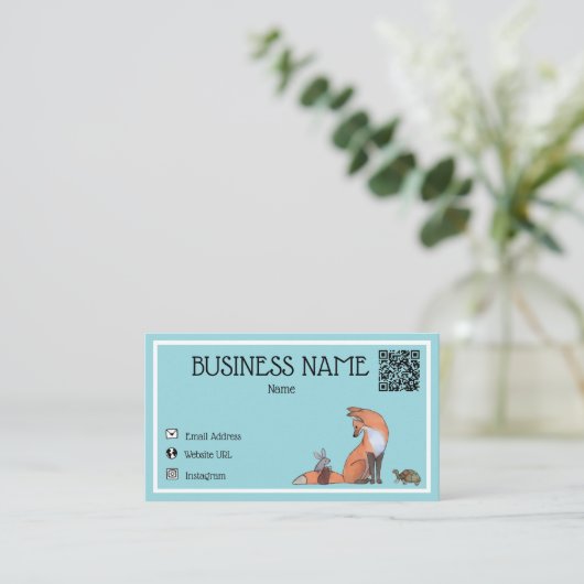 かわいいミニマルキツネと友人の名刺 名刺 (スタンド正面)