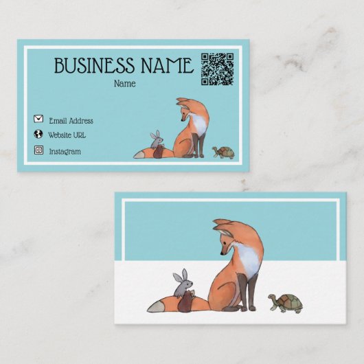 かわいいミニマルキツネと友人の名刺 名刺 (正面/裏面)