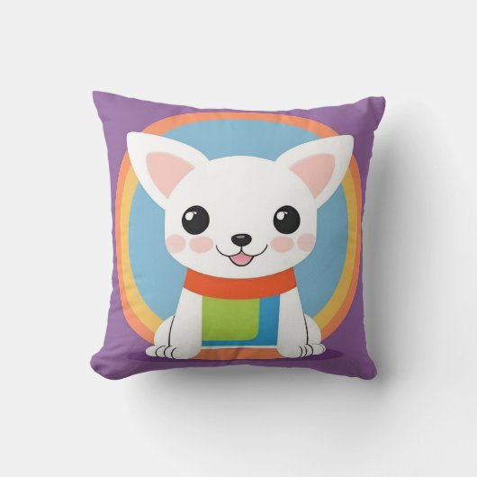 かわいいミニマルキャラクタードッグモダンパピーホームデコ クッション (正面)