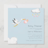 かわいいミニマルコウノトリガーリーコの赤ちゃん 招待状 (正面)