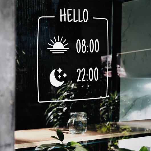 かわいいミニマルコーヒーショップ時間ウィンドウにしがみつく ウィンドウサイン