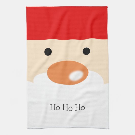 かわいいミニマルサンタの顔のクリスマスデザイン キッチンタオル (縦)