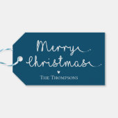 かわいいミニマルシンプル主義ブルーホワイトメリークリスマス ギフトタグ (裏面横)