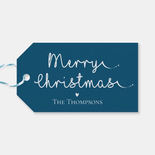 かわいいミニマルシンプル主義ブルーホワイトメリークリスマス ギフトタグ (裏面横)