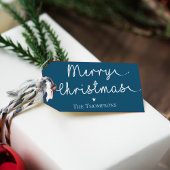 かわいいミニマルシンプル主義ブルーホワイトメリークリスマス ギフトタグ