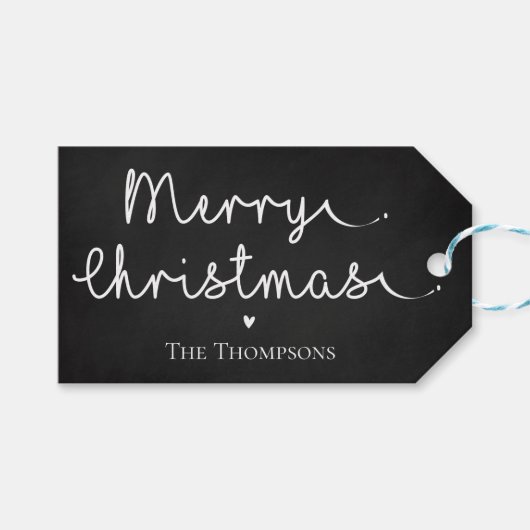 かわいいミニマルシンプル主義白黒メリークリスマス ギフトタグ (正面(横))