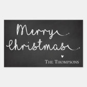 かわいいミニマルシンプル主義白黒メリークリスマス 長方形シール (正面)