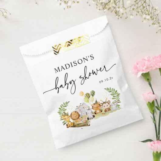 かわいいミニマルジャングルサファリ赤ちゃんシャワーパーティー フェイバーバッグ (封をした状態)