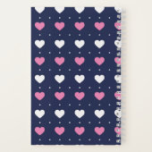 かわいいミニマルハート柄カスタムピンクブルー ノートブック (裏面)