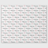 かわいいミニマルハート白黒 ラッピングペーパー (フラット)