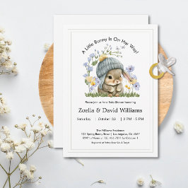かわいいミニマルバニーのベビーシャワー招待状 招待状