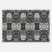 かわいいミニマルフクロウ ラッピングペーパーシート (正面)