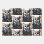 かわいいミニマルフクロウ ラッピングペーパーシート (正面3)