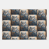 かわいいミニマルフクロウ ラッピングペーパーシート (正面3)