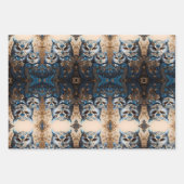 かわいいミニマルフクロウ ラッピングペーパーシート (正面)