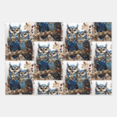 かわいいミニマルフクロウ ラッピングペーパーシート (正面3)