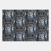 かわいいミニマルフクロウ ラッピングペーパーシート (正面3)