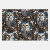 かわいいミニマルフクロウ ラッピングペーパーシート (正面3)