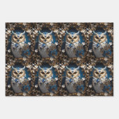 かわいいミニマルフクロウ ラッピングペーパーシート (正面)