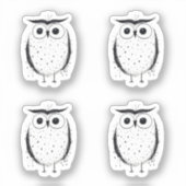 かわいいミニマルフクロウ – 手描きスタイル – 黒 シール (正面)