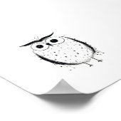 かわいいミニマルフクロウ – 手描きスタイル – 黒 ポスター (角)