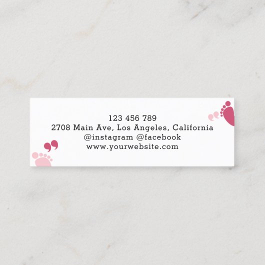 かわいいミニマルベビーシッター保育園 スキニー名刺 (裏面)