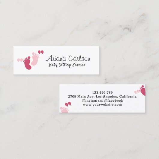 かわいいミニマルベビーシッター保育園 スキニー名刺 (正面/裏面)