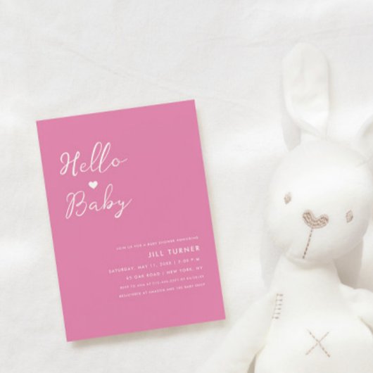 かわいいミニマルモダンリストハートスクリプトベビーシャワー 招待状