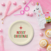 かわいいミニマルレトロミッドセンチュリーメリークリスマス ペーパープレート (パーティー)