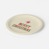 かわいいミニマルレトロミッドセンチュリーメリークリスマス ペーパープレート (アングル)
