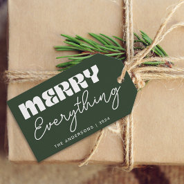 かわいいミニマルレトロメリーオールグリーン ギフトタグ