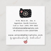 かわいいミニマル写真家カメラカスタムフォト スクエア名刺 (裏面)