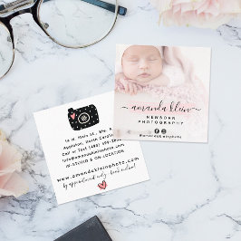 かわいいミニマル写真家カメラカスタムフォト スクエア名刺