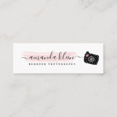 かわいいミニマル写真家カメラブラック&ピンク スキニー名刺 (正面)