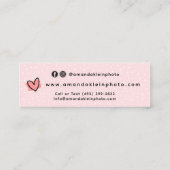 かわいいミニマル写真家カメラブラック&ピンク スキニー名刺 (裏面)