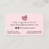 かわいいミニマル写真家カメラブラック&ピンク 名刺 (裏面)