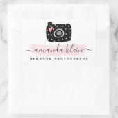 かわいいミニマル写真家カメラブラック&ピンク 長方形シール (バッグ)